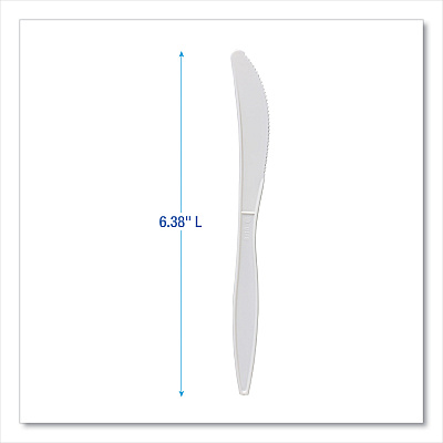 Boardwalk Mediumweight Polypropylene Cutlery, Knife, White, 1000/Carton (BWKKNIFEMWPP)