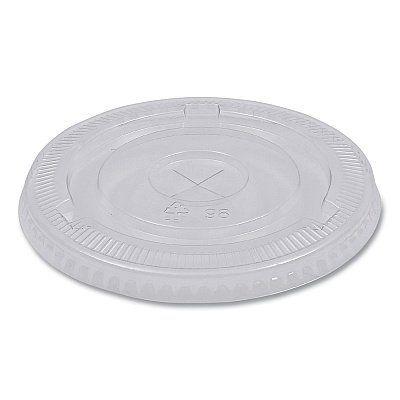Boardwalk PET Cold Cup Lids, Fits 14 oz to 24 oz Plastic Cups, Clear, 100/Sleeve, 10 Sleeves/Carton (BWKPETSTRAW)