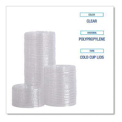 Boardwalk PET Cold Cup Lids, Fits 14 oz to 24 oz Plastic Cups, Clear, 100/Sleeve, 10 Sleeves/Carton (BWKPETSTRAW)
