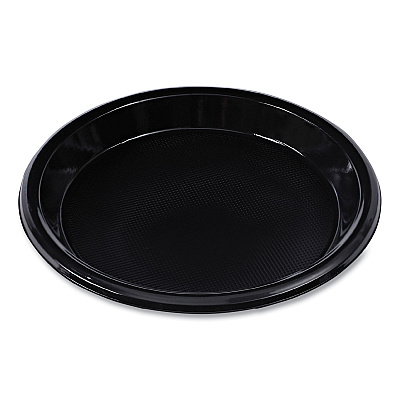 Boardwalk Hi-Impact Plastic Dinnerware, Plate, 10" dia, Black, 125/Sleeve, 4 Sleeves/Carton (BWKPLHIPS10BL)