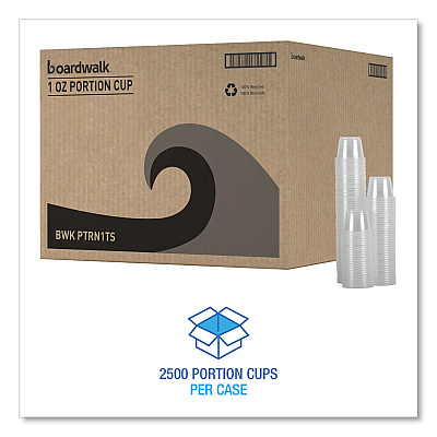 Boardwalk Souffle/Portion Cups, 1 oz, Polypropylene, Clear, 20 Cups/Sleeve, 125 Sleeves/Carton (BWKPRTN1TS)