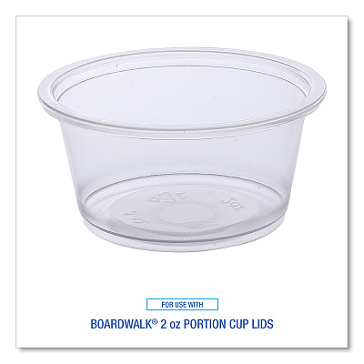 Boardwalk Souffle/Portion Cups, 2 oz, Polypropylene, Clear, 20 Cups/Sleeve, 125 Sleeves/Carton (BWKPRTN2TS)