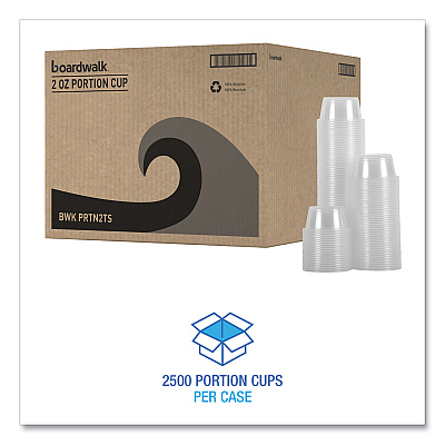 Boardwalk Souffle/Portion Cups, 2 oz, Polypropylene, Clear, 20 Cups/Sleeve, 125 Sleeves/Carton (BWKPRTN2TS)