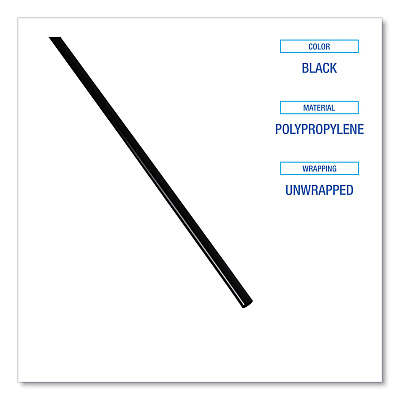 Boardwalk Cocktail Straws, 8", Polypropylene, Black, 5,000/Carton (BWKSLSTUBL)