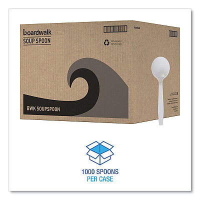 Boardwalk Mediumweight Polystyrene Cutlery, Soup Spoon, White, 1,000/Carton