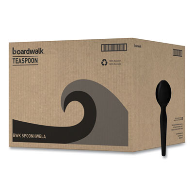 Boardwalk Heavyweight Polystyrene Cutlery, Teaspoon, Black, 1000/Carton (BWKSPOONHWBLA)
