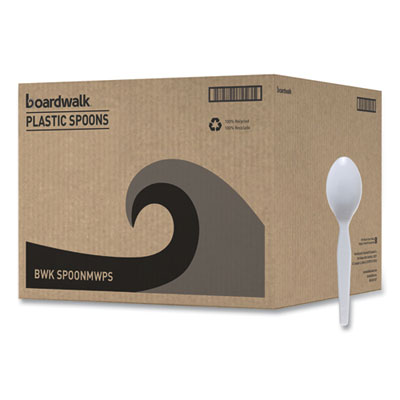 Boardwalk Mediumweight Polystyrene Cutlery, Teaspoon, White, 10 Boxes of 100/Carton (BWKSPOONMWPSCT)