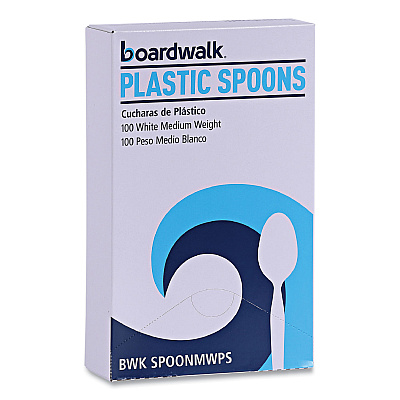 Boardwalk Mediumweight Polystyrene Cutlery, Teaspoon, White, 10 Boxes of 100/Carton (BWKSPOONMWPSCT)