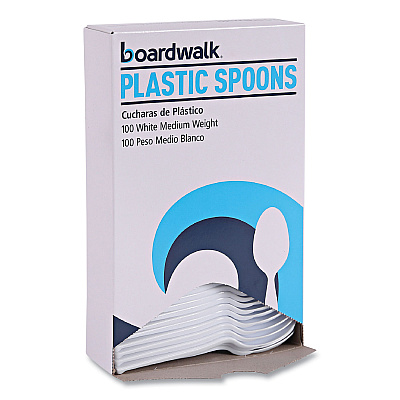 Boardwalk Mediumweight Polystyrene Cutlery, Teaspoon, White, 10 Boxes of 100/Carton (BWKSPOONMWPSCT)