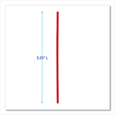 Boardwalk Single-Tube Stir-Straws,5.25", Polypropylene, Red, 1,000/Pack, 10 Packs/Carton (BWKSTRU525R10)