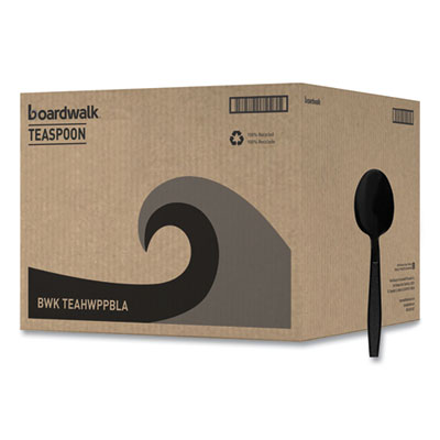 Boardwalk Heavyweight Polypropylene Cutlery, Teaspoon, Black, 1000/Carton (BWKTEAHWPPBLA)
