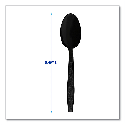 Boardwalk Heavyweight Polypropylene Cutlery, Teaspoon, Black, 1000/Carton (BWKTEAHWPPBLA)