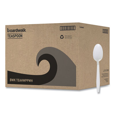Boardwalk Heavyweight Polypropylene Cutlery, Teaspoon, White, 1000/Carton (BWKTEAHWPPWH)
