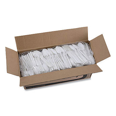 Boardwalk Heavyweight Polypropylene Cutlery, Teaspoon, White, 1000/Carton (BWKTEAHWPPWH)