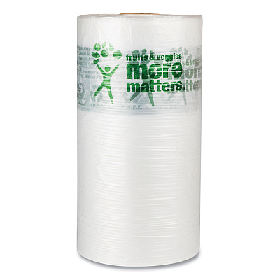 Inteplast Group Produce Bags, Fruits and Veggies - More Matters Labeling, 0.35 mil, 10" x 15", Clear, 1,400 Bags/Roll, 4 Rolls/Carton (IBSPHMORE15NS)