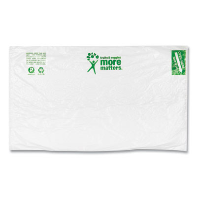 Inteplast Group Produce Bags, Fruits and Veggies - More Matters Labeling, 0.35 mil, 12" x 20", Clear, 875 Bags/Roll, 4 Rolls/Carton (IBSPHMORE20NS)