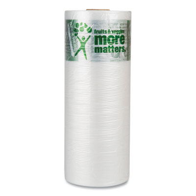 Inteplast Group Produce Bags, Fruits and Veggies - More Matters Labeling, 0.35 mil, 12" x 20", Clear, 875 Bags/Roll, 4 Rolls/Carton (IBSPHMORE20NS)
