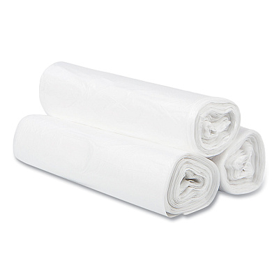 Inteplast Group High-Density Commercial Can Liners, 30 gal, 10 mic, 30" x 37", Clear, Interleaved Roll, 25 Bags/Roll, 20 Rolls/Carton (IBSS303710N)