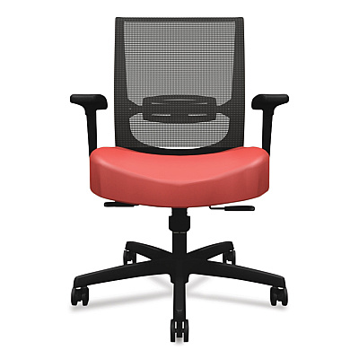 HON Convergence Mid-Back Task Chair, Synchro-Tilt and Seat Glide, Supports Up to 275 lb, Red Seat, Black Back/Base (HONCMY1ACU67)