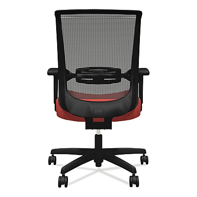 HON Convergence Mid-Back Task Chair, Synchro-Tilt and Seat Glide, Supports Up to 275 lb, Red Seat, Black Back/Base (HONCMY1ACU67)
