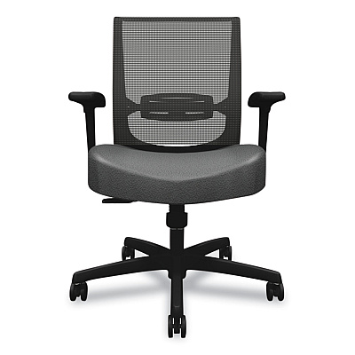 HON Convergence Mid-Back Task Chair, Swivel-Tilt, Supports Up to 275 lb, 16.5" to 21" Seat Height, Iron Ore Seat, Black Back/Base (HONCMZ1ACU19)
