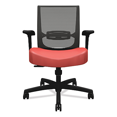 HON Convergence Mid-Back Task Chair, Swivel-Tilt, Supports Up to 275 lb, 16.5" to 21" Seat Height, Red Seat, Black Back/Base (HONCMZ1ACU67)