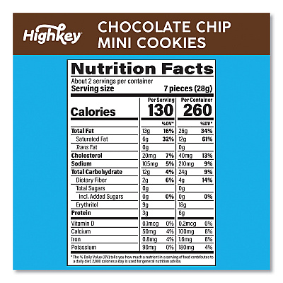 HighKey Chocolate Chip Cookies, 2 oz, Bag, 6/Carton (GRR60000270)