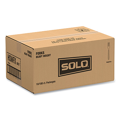Solo Impress Heavyweight Full-Length Polystyrene Cutlery, Fork, White, 100/Box, 10 Boxes/Carton (SCCHSWFX0007)