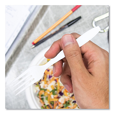 Solo Impress Heavyweight Full-Length Polystyrene Cutlery, Fork, White, 100/Box, 10 Boxes/Carton (SCCHSWFX0007)