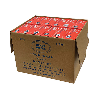 Handy Wacks Interfolded Food Wrap Deli Sheets, 10.75 x 10, 500 Box, 12 Boxes/Carton (HWAFW10)