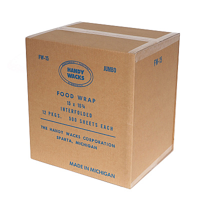 Handy Wacks Interfolded Food Wrap Deli Sheets, 10.75 x 15, 500 Box, 12 Boxes/Carton (HWAFW15)