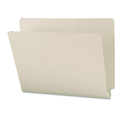 Smead Extra-Heavy Recycled Pressboard End Tab Folders, Straight Tabs, Letter Size, 1" Expansion, Gray-Green, 25/Box (SMD26200)