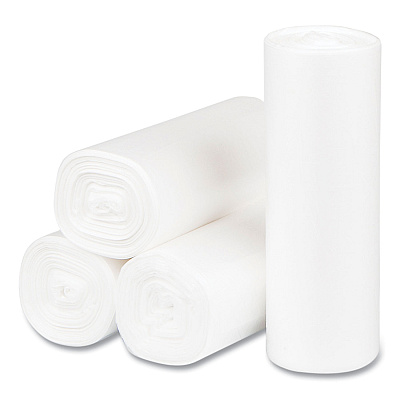 Inteplast Group High-Density Commercial Can Liners, 4 gal, 6 mic, 17" x 18", Clear, Perforated Roll, 50 Bags/Roll, 40 Rolls/Carton (IBSEC171806N)