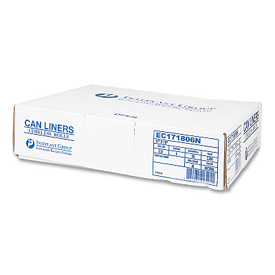 Inteplast Group High-Density Commercial Can Liners, 4 gal, 6 mic, 17" x 18", Clear, Perforated Roll, 50 Bags/Roll, 40 Rolls/Carton (IBSEC171806N)