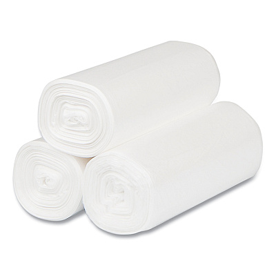 Inteplast Group High-Density Commercial Can Liners, 4 gal, 6 mic, 17" x 18", Clear, Perforated Roll, 50 Bags/Roll, 40 Rolls/Carton (IBSEC171806N)