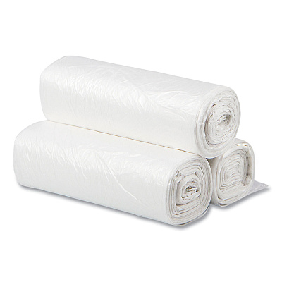 Inteplast Group High-Density Commercial Can Liners, 10 gal, 6 mic, 24" x 24", Natural, Perforated Roll, 50 Bags/Roll, 20 Rolls/Carton (IBSEC242406N)