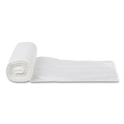 Inteplast Group High-Density Commercial Can Liners, 10 gal, 6 mic, 24" x 24", Natural, Perforated Roll, 50 Bags/Roll, 20 Rolls/Carton (IBSEC242406N)
