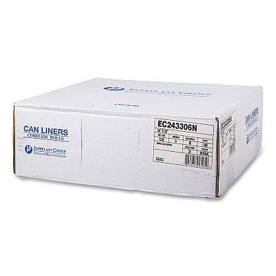 Inteplast Group High-Density Commercial Can Liners, 16 gal, 6 mic, 24" x 33", Natural, Perforated Roll, 50 Bags/Roll, 20 Rolls/Carton (IBSEC243306N)