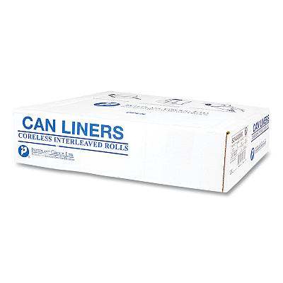 Inteplast Group High-Density Commercial Can Liners, 16 gal, 6 mic, 24" x 33", Black, Interleaved Roll, 50 Bags/Roll, 20 Rolls/Carton (IBSS243306K)