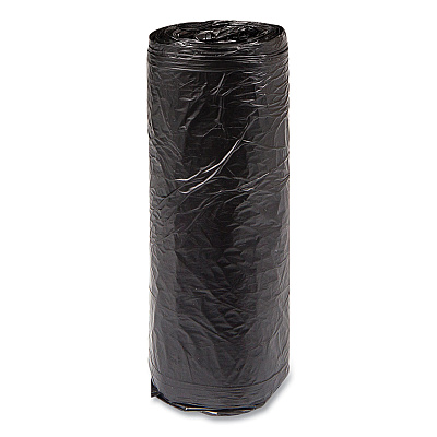 Inteplast Group High-Density Commercial Can Liners, 16 gal, 6 mic, 24" x 33", Black, Interleaved Roll, 50 Bags/Roll, 20 Rolls/Carton (IBSS243306K)