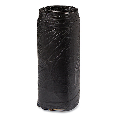 Inteplast Group High-Density Commercial Can Liners, 16 gal, 8 mic, 24" x 33", Black, Interleaved Roll, 50 Bags/Roll, 20 Rolls/Carton (IBSS243308K)