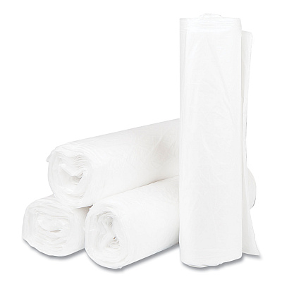 Inteplast Group High-Density Commercial Can Liners, 33 gal, 11 mic, 33" x 40", Clear, Interleaved Roll, 25 Bags/Roll, 20 Rolls/Carton (IBSS334011N)