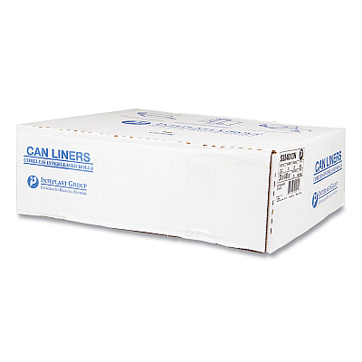 Inteplast Group High-Density Commercial Can Liners, 33 gal, 13 mic, 33" x 40", Clear, Interleaved Roll, 25 Bags/Roll, 20 Rolls/Carton (IBSS334013N)