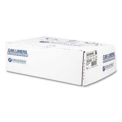 Inteplast Group High-Density Commercial Can Liners, 33 gal, 16 mic, 33" x 40", Black, Interleaved Roll, 25 Bags/Roll, 10 Rolls/Carton (IBSS334016K)