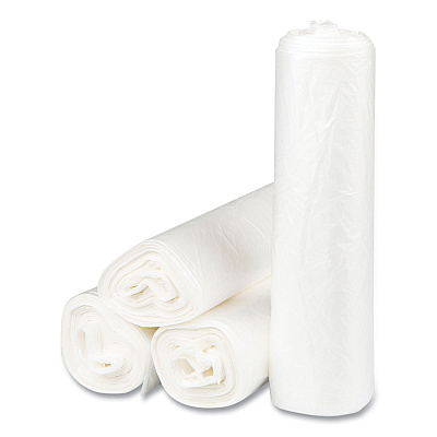 Inteplast Group High-Density Commercial Can Liners, 33 gal, 17 mic, 33" x 40", Clear, Interleaved Roll, 25 Bags/Roll, 10 Rolls/Carton (IBSS334017N)