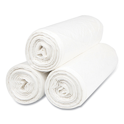 Inteplast Group High-Density Commercial Can Liners, 55 gal, 14 mic, 36" x 60", Clear, Interleaved Roll, 25 Bags/Roll, 8 Rolls/Carton (IBSS366014N)