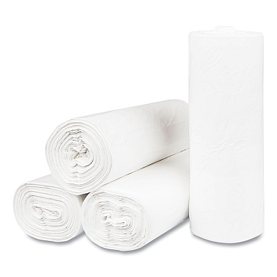 Inteplast Group High-Density Commercial Can Liners, 55 gal, 17 mic, 36" x 60", Clear, Interleaved Roll, 25 Bags/Roll, 8 Rolls/Carton (IBSS366017N)