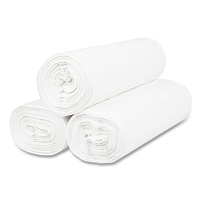 Inteplast Group High-Density Commercial Can Liners, 55 gal, 17 mic, 36" x 60", Clear, Interleaved Roll, 25 Bags/Roll, 8 Rolls/Carton (IBSS366017N)