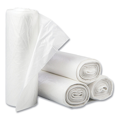 Inteplast Group High-Density Commercial Can Liners, 60 gal, 14 mic, 38" x 60", Clear, Interleaved Roll, 25 Bags/Roll, 8 Rolls/Carton (IBSS386014N)