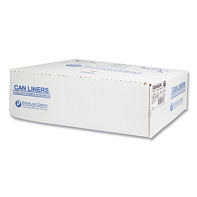 Inteplast Group High-Density Commercial Can Liners, 60 gal, 22 mic, 38" x 60", Black, Interleaved Roll, 25 Bags/Roll, 6 Rolls/Carton (IBSS386022K)